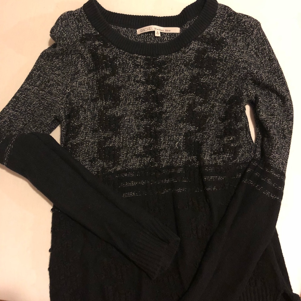 black/grey knit sweater. rachel by rachel roy sz m